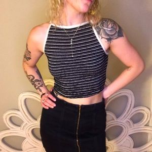 Flattering b&w striped halter top